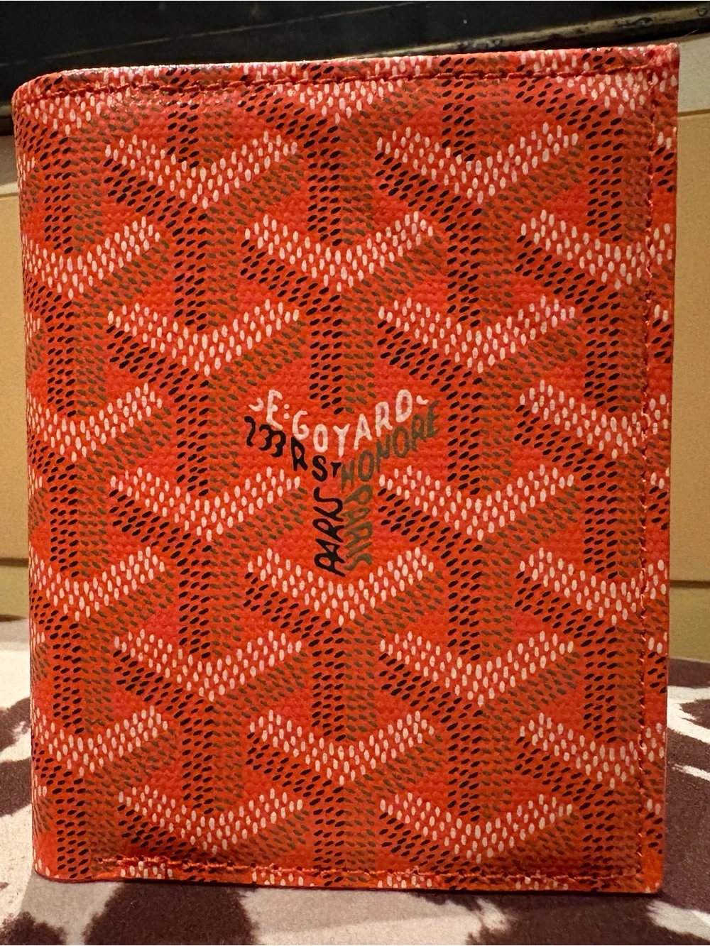 Goyard Orange Saint Sulpice Card Wallet / Slim Bifold Card Holder Made in France